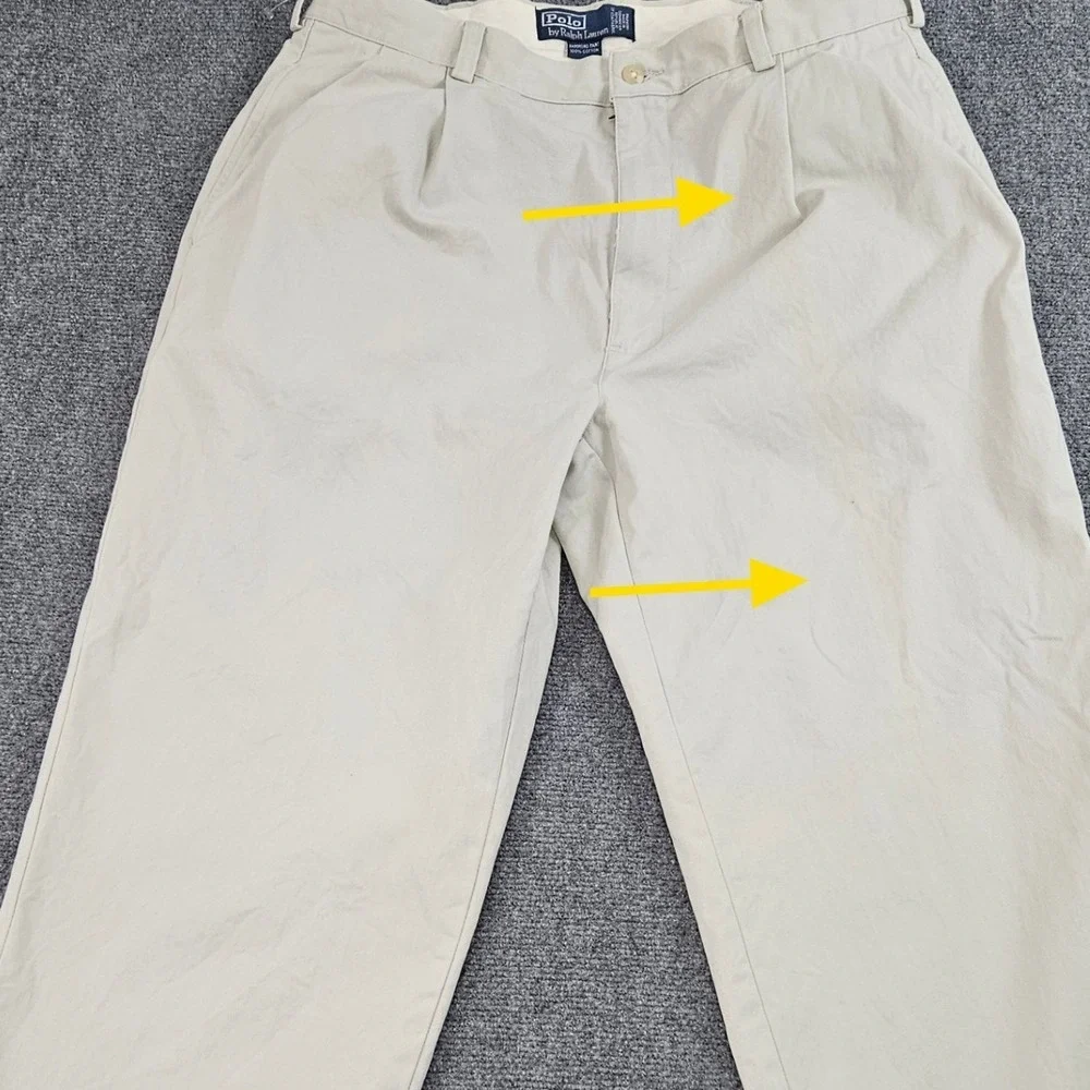 Polo Ralph Lauren Hammond Pants‎ Mens 36x30 Khaki Tan Pleated Grunge Prep